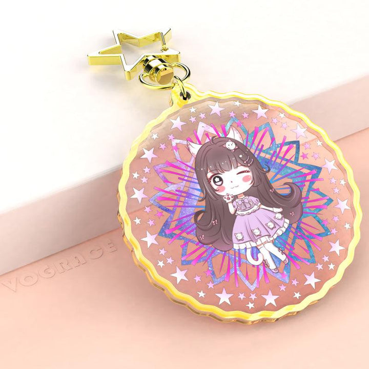 Custom Silver&amp;Gold edge acrylic keychain - VOGRACE