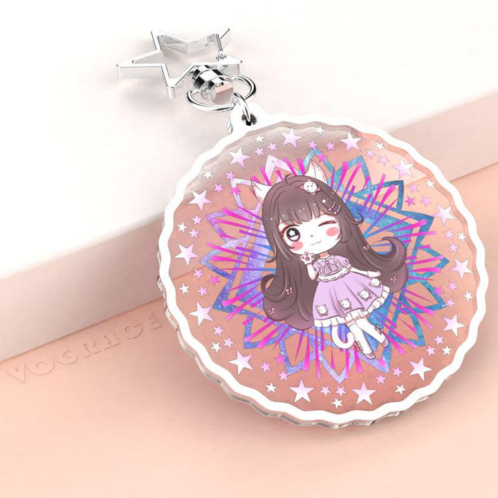 Custom Silver&amp;Gold edge acrylic keychain - VOGRACE