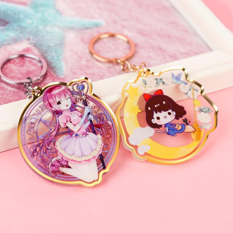 Custom Silver&amp;Gold edge acrylic keychain - VOGRACE