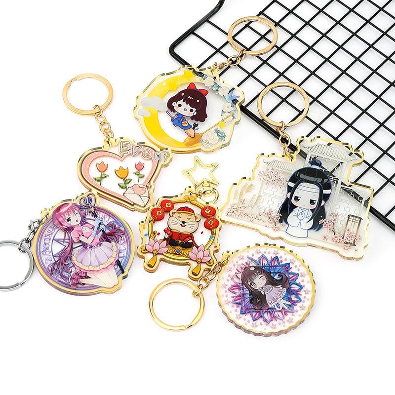 Custom Silver&amp;Gold edge acrylic keychain - VOGRACE